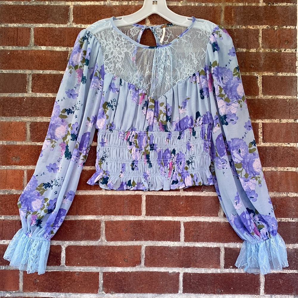 Free People Daphne Floral Lace Top